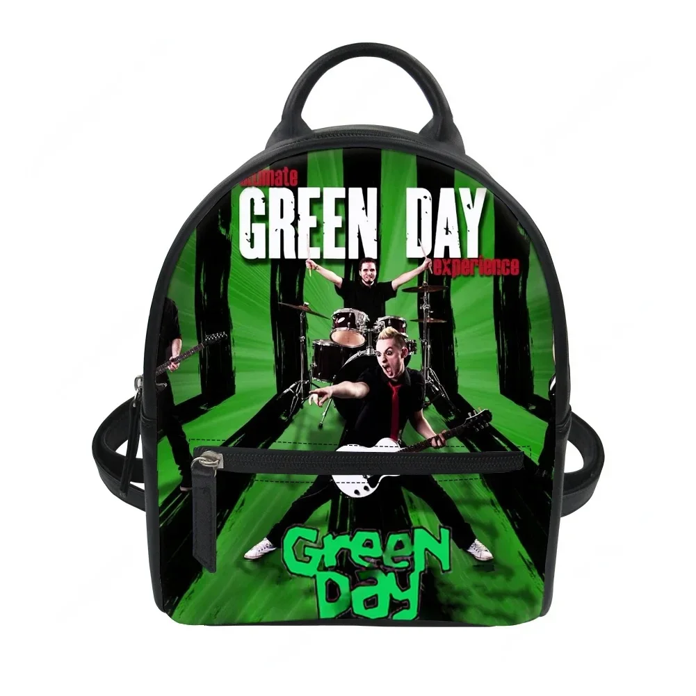 

Green Day Pop Rock Band Custom Backpack Purse Mens Womens Carter Schoolbags Double Shoulder Bag Mini Daypack Leather Travel Bag