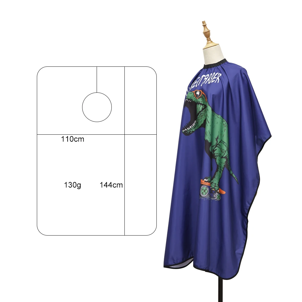 Children Hairdressing Cape Dinosaur Cartoon Pattern Haircutting Cloth Salon Waterproof Barber Apron Kid Hair Dyeing Styling Tool