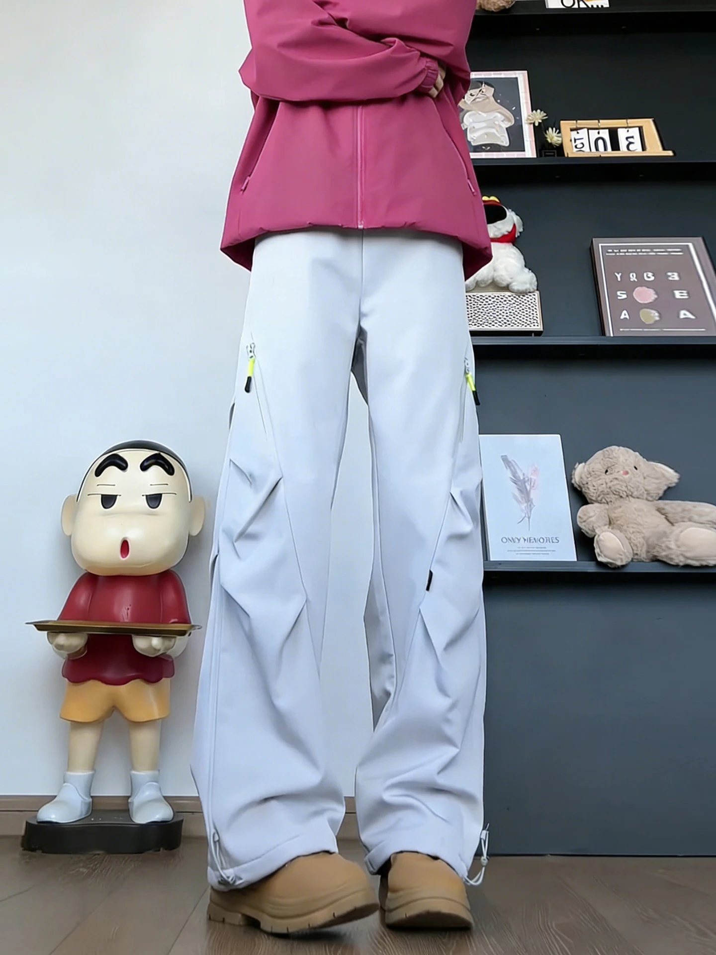 

Men's Winter Outdoor Fce Lined Cargo Pants American Tee-Proof Skiing And Hiking Trousers Low Waist Straight Leg Workwear