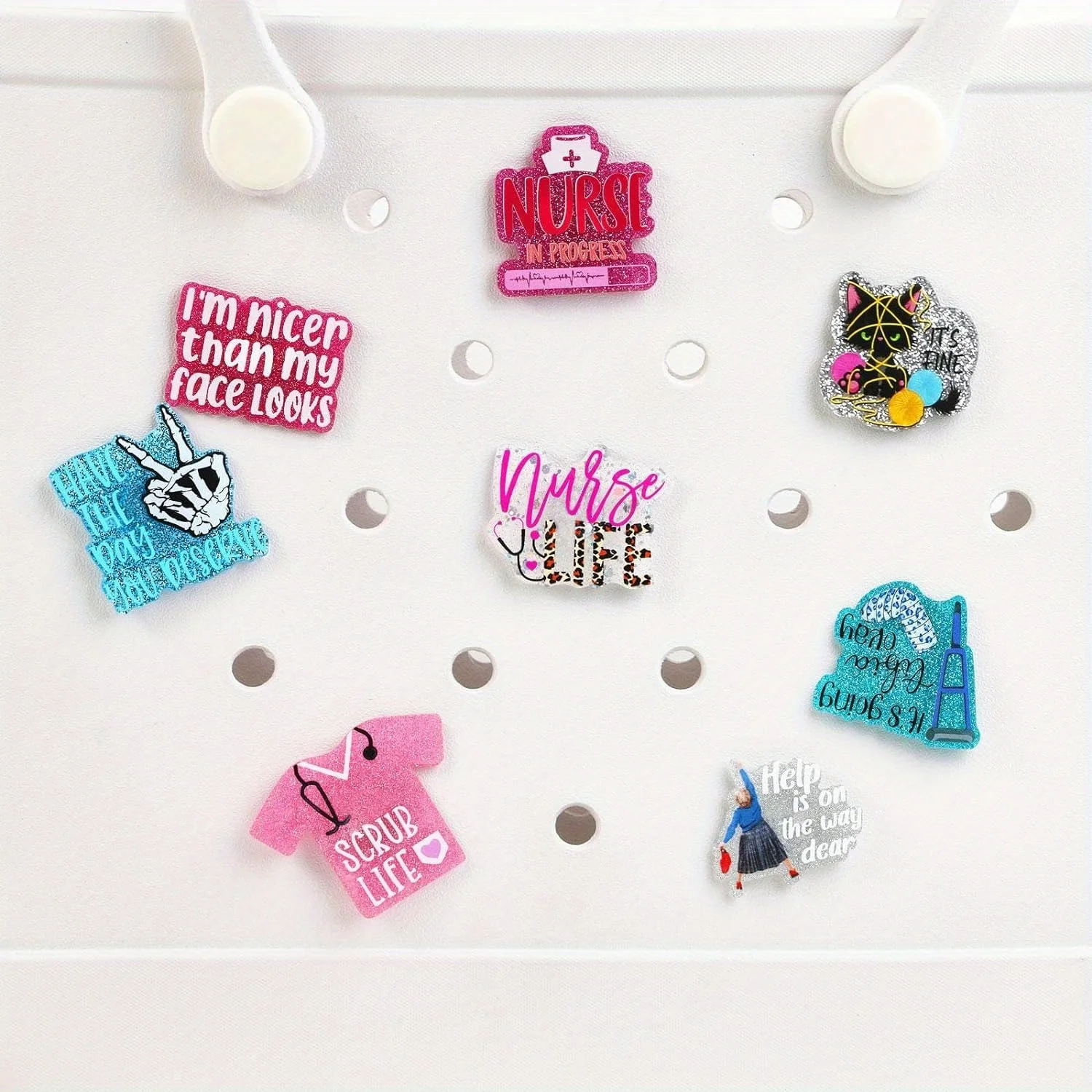8pcs Nurse Charms compatible for Bogg Bags Accessories Decoration fits for Simply Southern Beach Totes