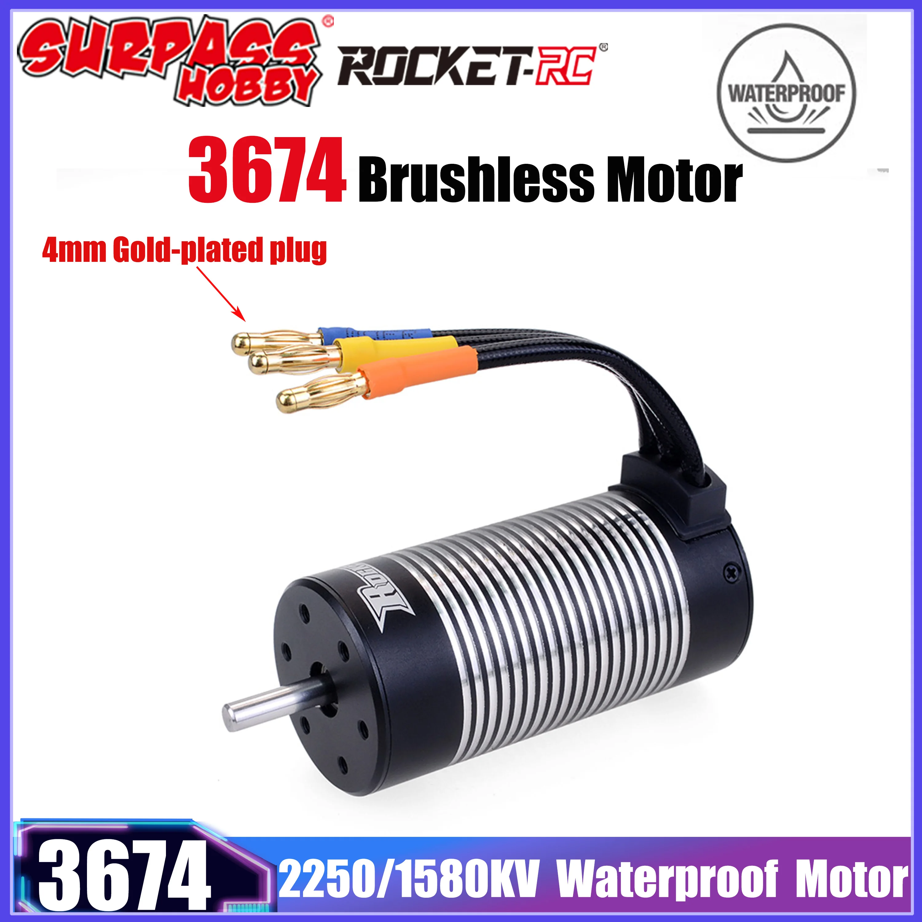 

Surpass Hobby Rocket 3674 2250KV 1580KV 5 мм вал бесщеточный безсенсорный водонепроницаемый двигатель для 1/10 RC автомобиля грузовика WLtoys Hyper Go