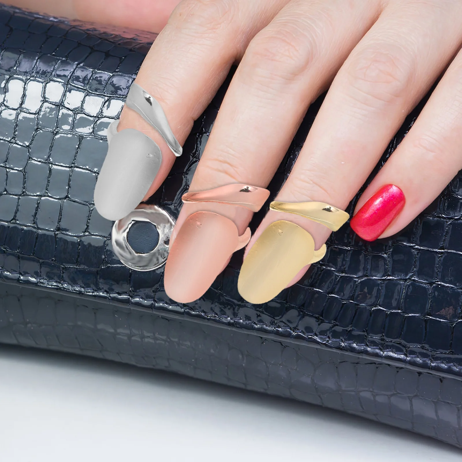 

3pcs Alloy Rings For Women Finger Tip Jewelry Detachable Fingernail Rings Punk Manicure Party Halloween Nail Tips Nail Charms