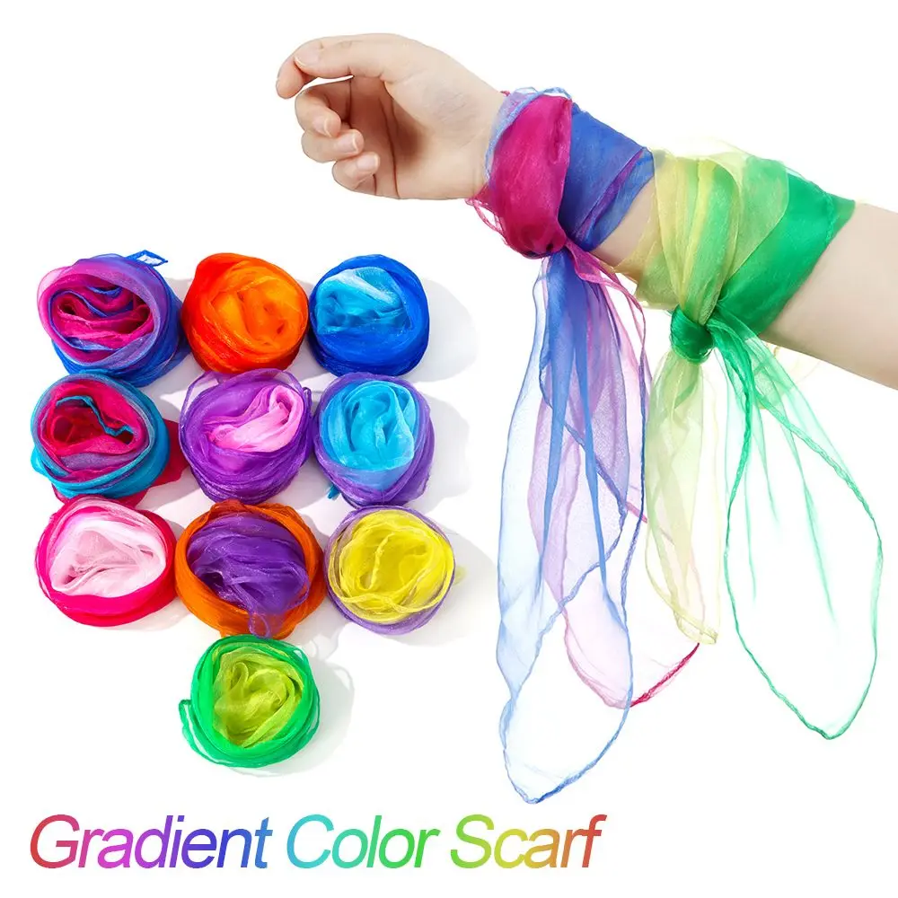 Music Scarves Juggling Performance Props Square Silk Scarf Gradient Color Scarf Gradient Color Dancing Scarf Dance Scarfs