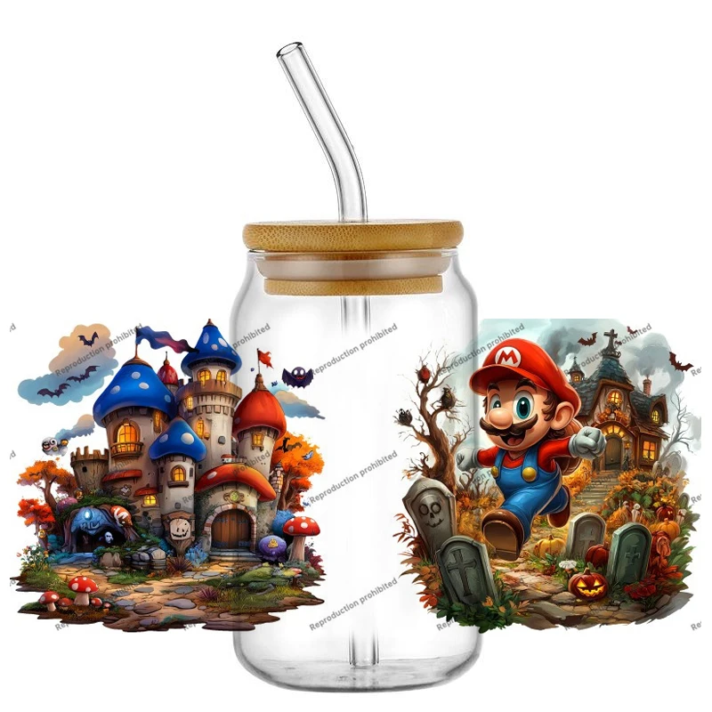 High Quality ‌3D Building Blocks Cartoon Decal Transfer Sticker for 16oz Libbey Can DIY Phone Mug Washable UV DTF Cup Wrap