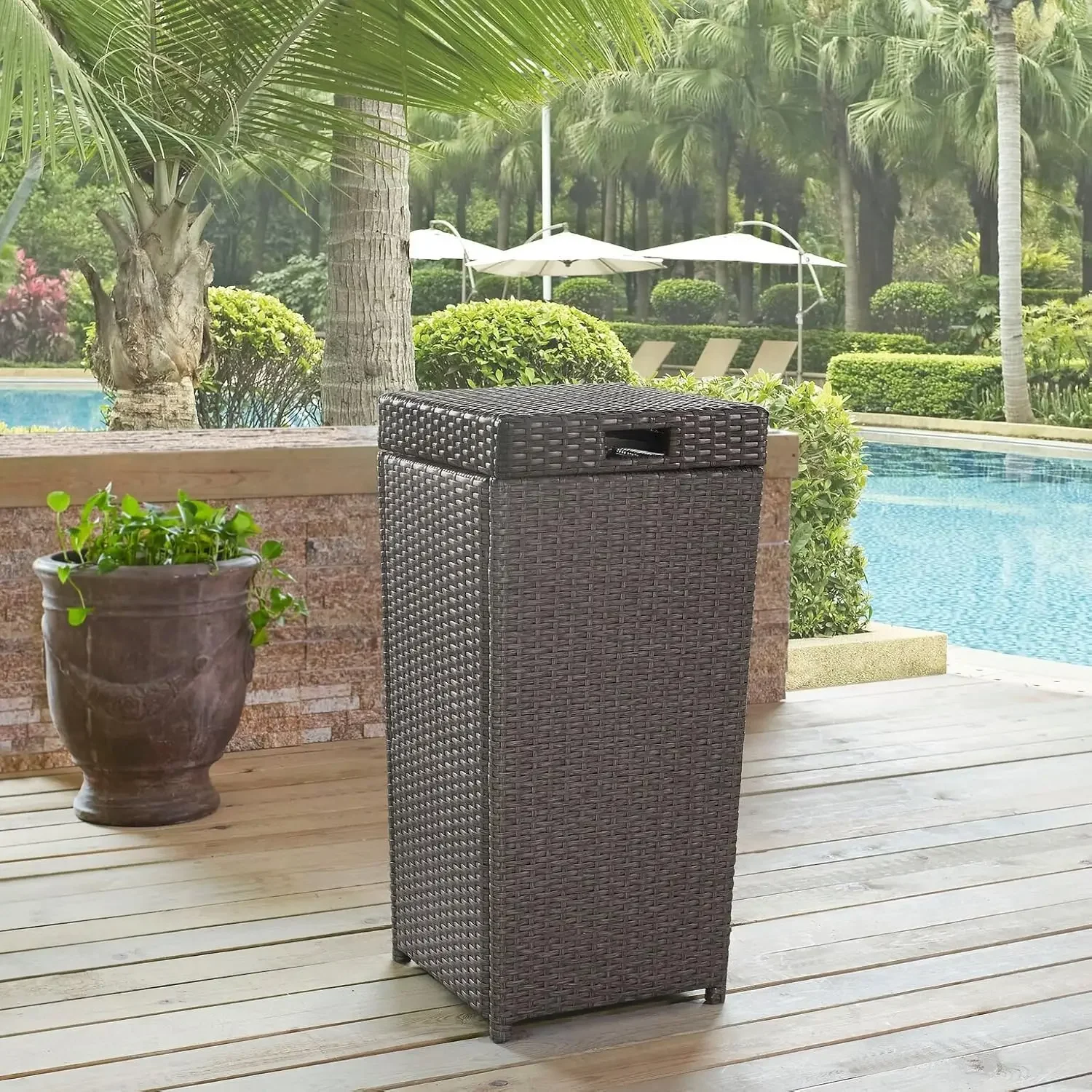 

Crosley Furniture Palm Harbor Outdoor Wicker Trash Bin - Grey