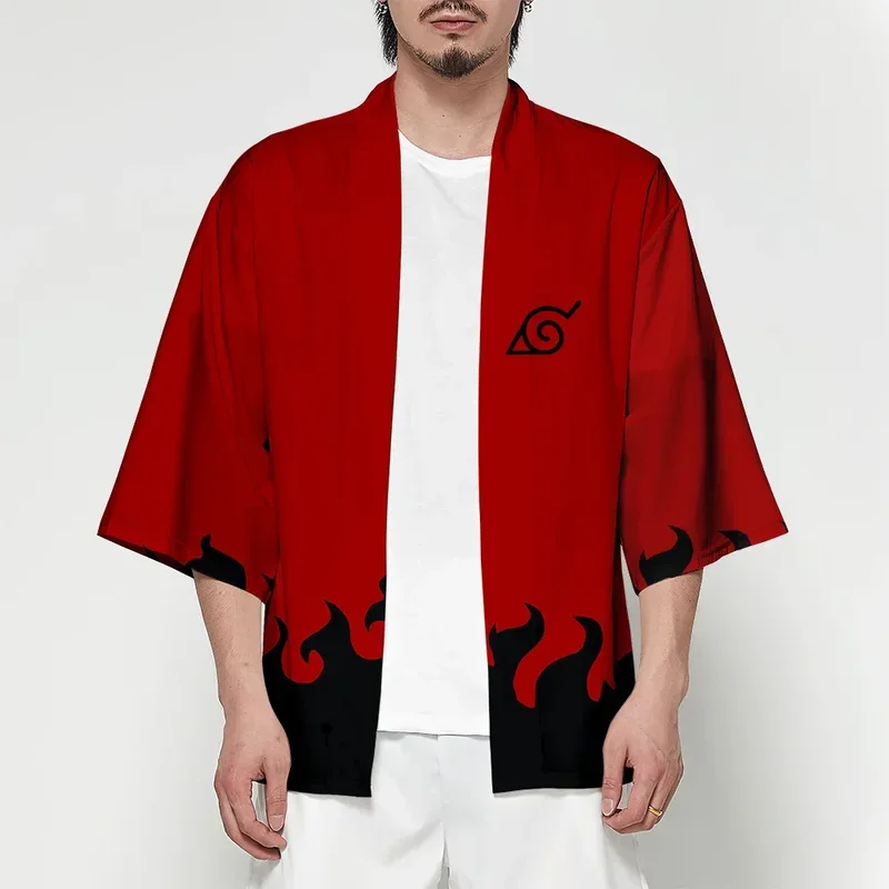 3D Cosplay Naruto Adult Kimono Three-quarter Sleeves Men's Japanese-style Printed Cardigan Robes for Men and Women