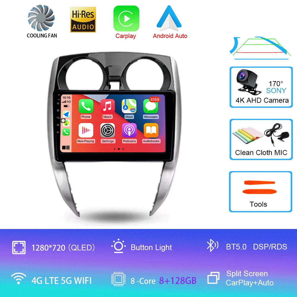 Nissan Note 2 E12 2012 - 2021 Carplay Auto 4G+WIFI GPS autoradio navigatie multimedia videospeler stereo BT Android 16