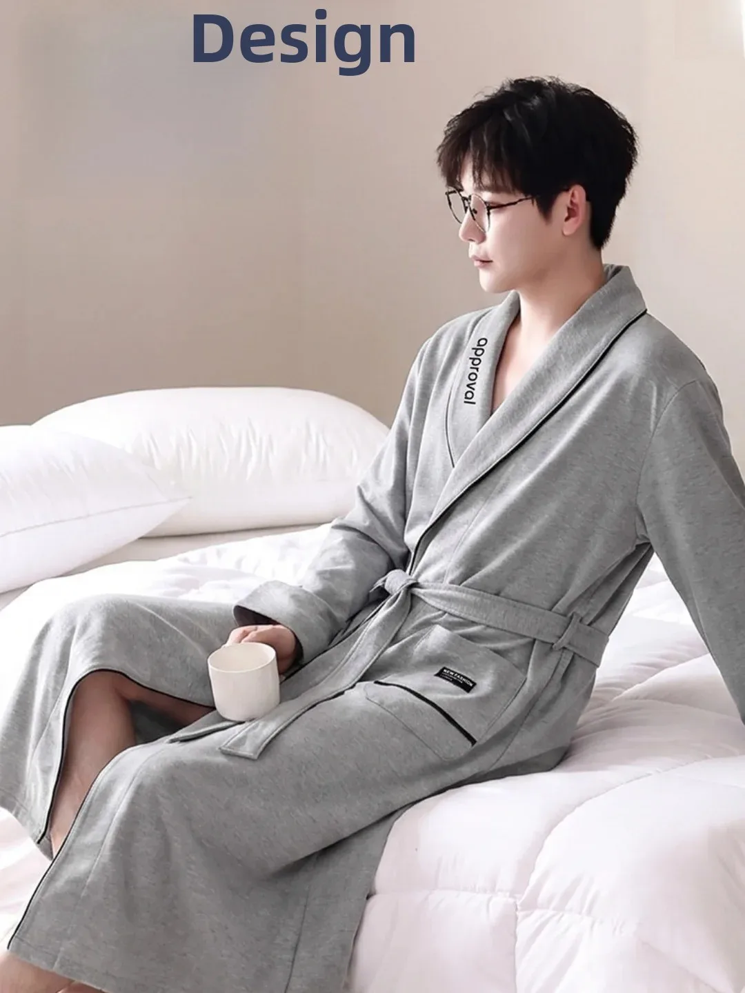 pure-cotton-grey-long-sleeve-men's-robe-belted-spring-autumn-universal-four-seasons-catman-luxury-home-clothes-sleepwear