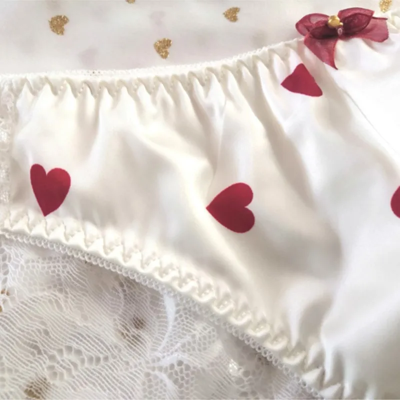 Sissy Lace Bow Briefs Love Pattern Man Panties Convex Pouch Jockstrap Men Sexy Underwear Gay Soft Comfortable Underpants