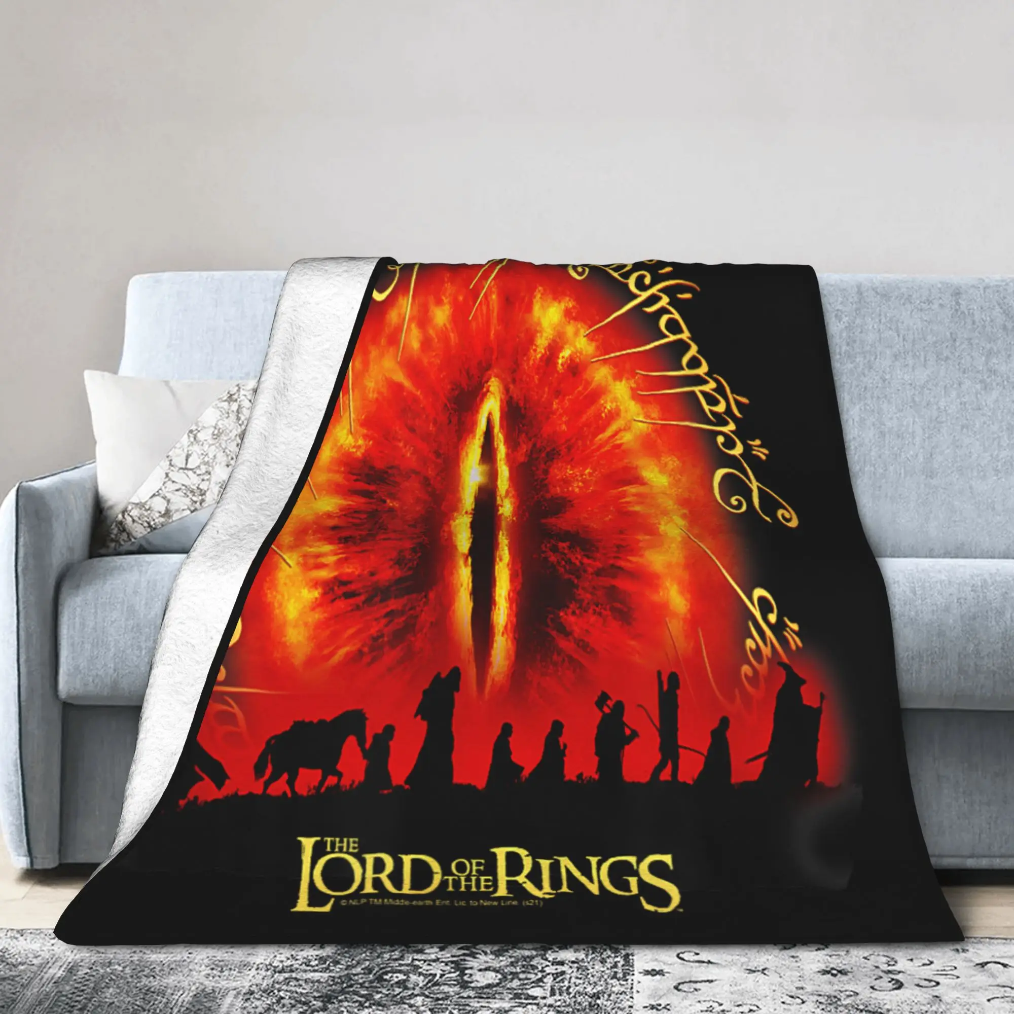 Manta Lord-Of-Rings Ojo de Sauron, manta de felpa con patrón suave y cálido para decoración del hogar, colcha decorativa de franela, funda de cama