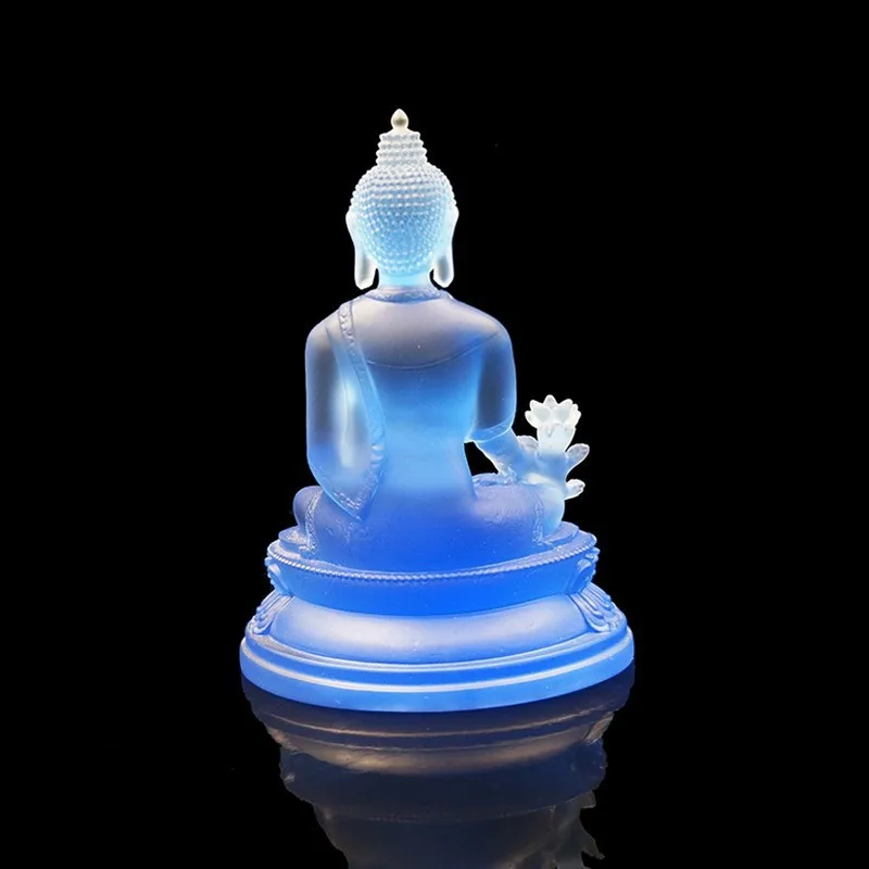 Blue Buddha statue home monastery offering water glazed Guanyin Buddha statue resin crafts ornaments