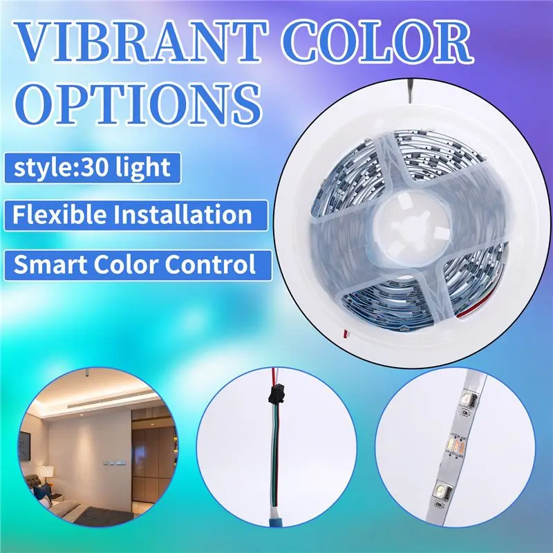 ضوء سحري LED مع ضوء LED ناعم بالألوان الكاملة، ضوء ديكور للجو 30 ضوءًا #5