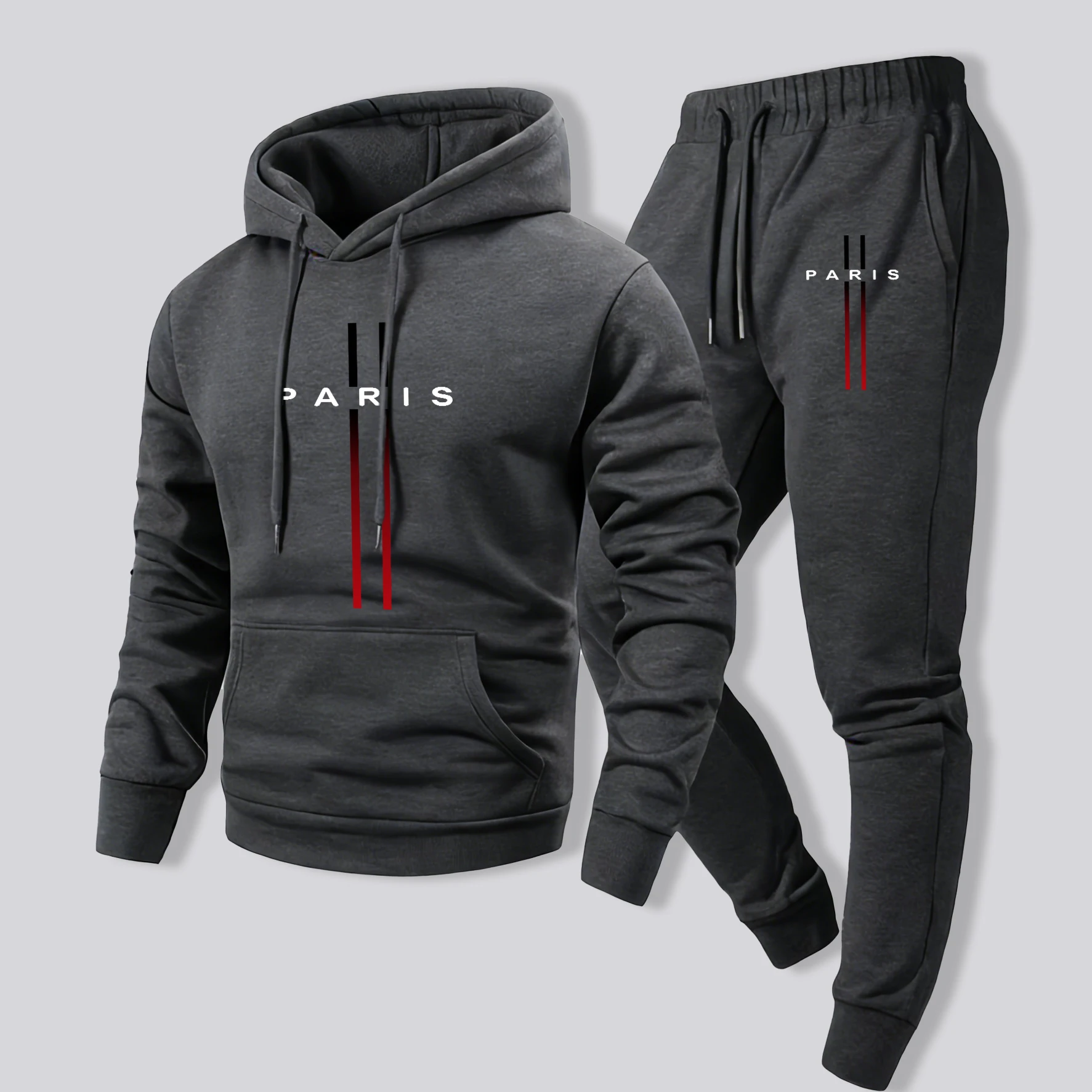 

Paris Letter Creative Prints Man Autumn Street Hoodie Long Pants Sets Fleece Sport Comfy Sweatshirt Basic Simple Sportpants