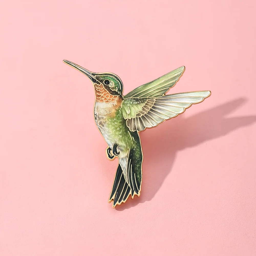 1 Stück grüne Kolibri-Emaille-Brosche | Modische Dekorative Anstecknadel, Lässiger Stil, Zinklegierung-Material, Kawaii-Pin, Emaille-Pin – Detail 6