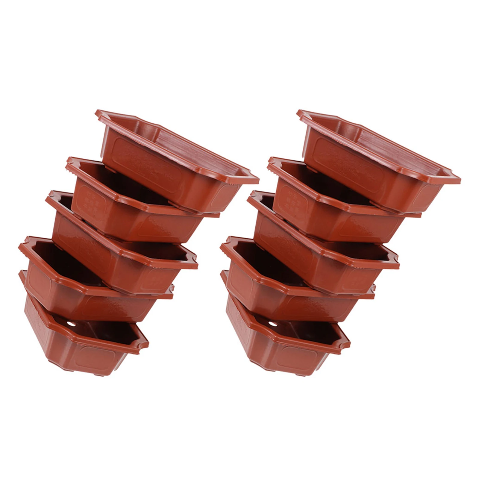 

10Pcs Plastic Bonsai Flower Pots Rectangular Vintage Style Planting Pots Indoor Gardening Container Flower Pot