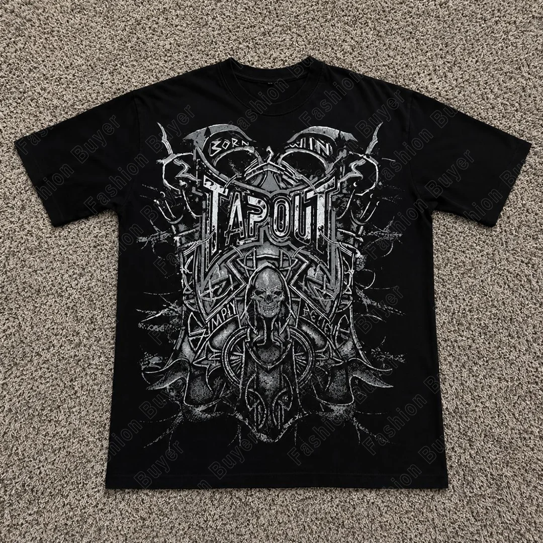 T-shirt vintage Y2K Tapout pour hommes et femmes, imprimé graphique d'été, USA Y2K 90s Tee, mode gothique streetwear, hauts d'été.