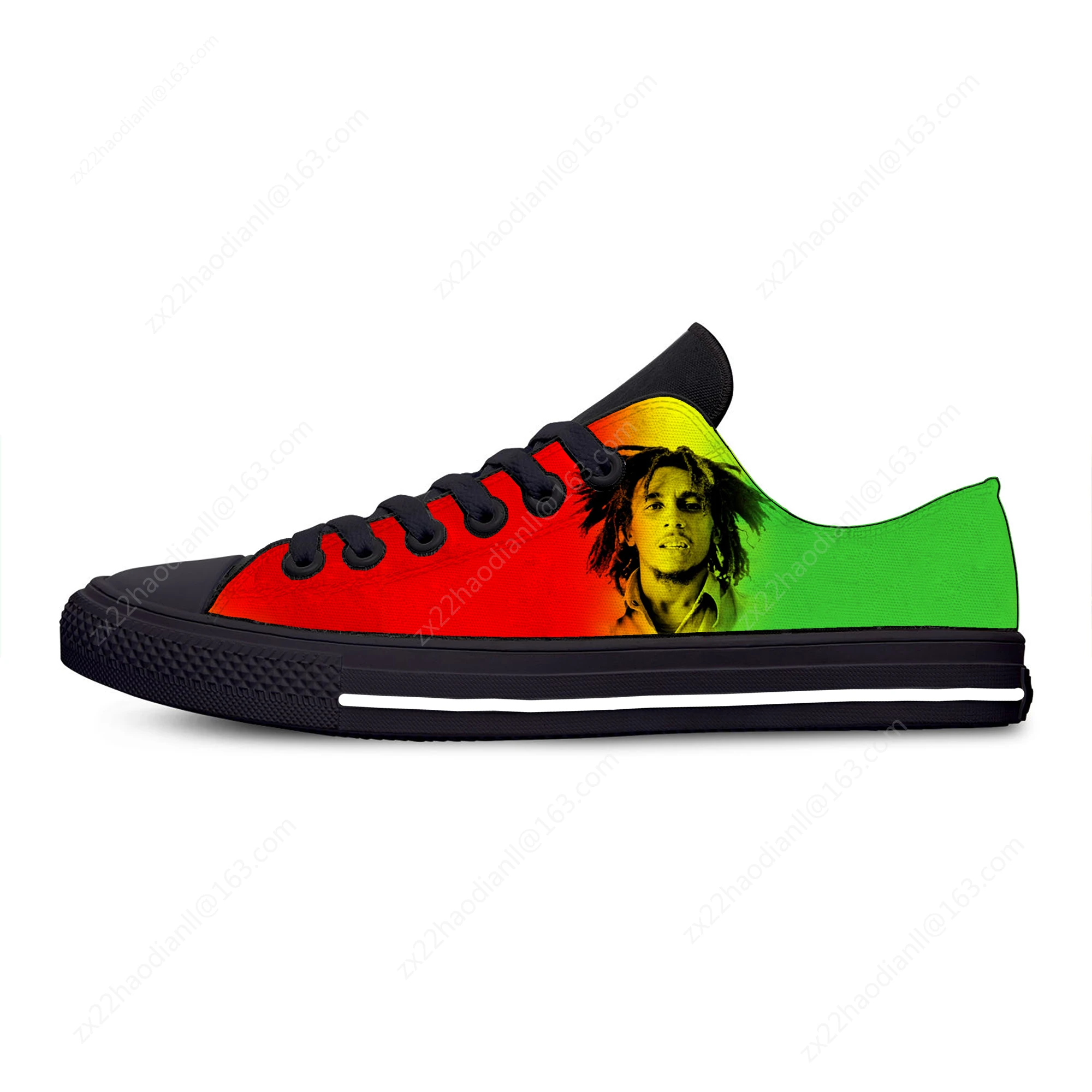 Bob Marley Reggae Star Music Rock Funny Fashion Casual Cloth Shoes Low Top Lightweight Breathable 3D Printed Men women Sneakers
