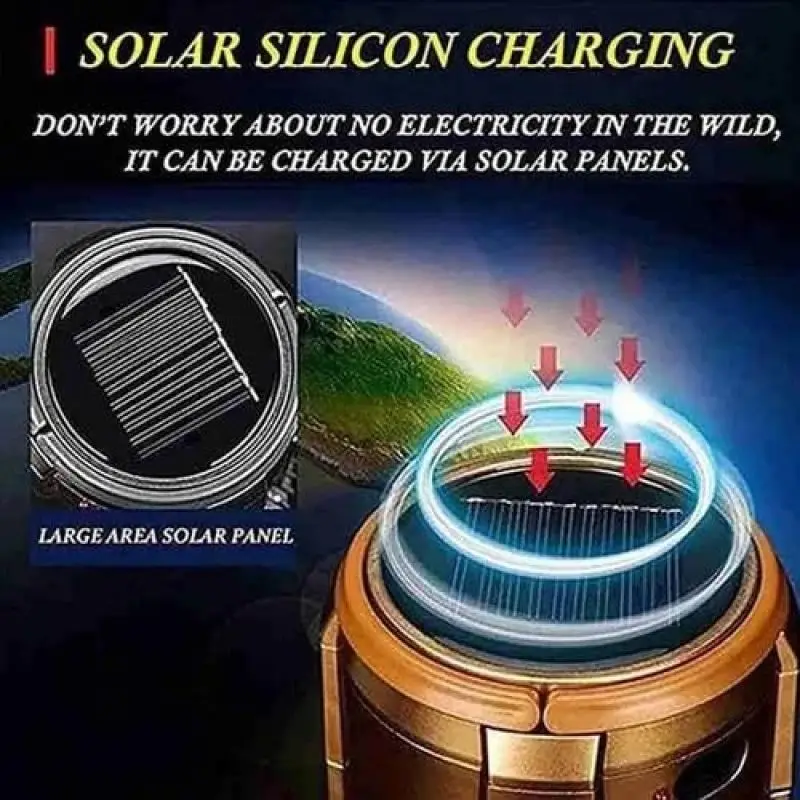 Lampu Kemah Led Multifungsi Lampu Kemah Isi Ulang Pengisian Daya Tenaga Surya Lentera Kipas Portabel Lampu Darurat Luar Ruangan