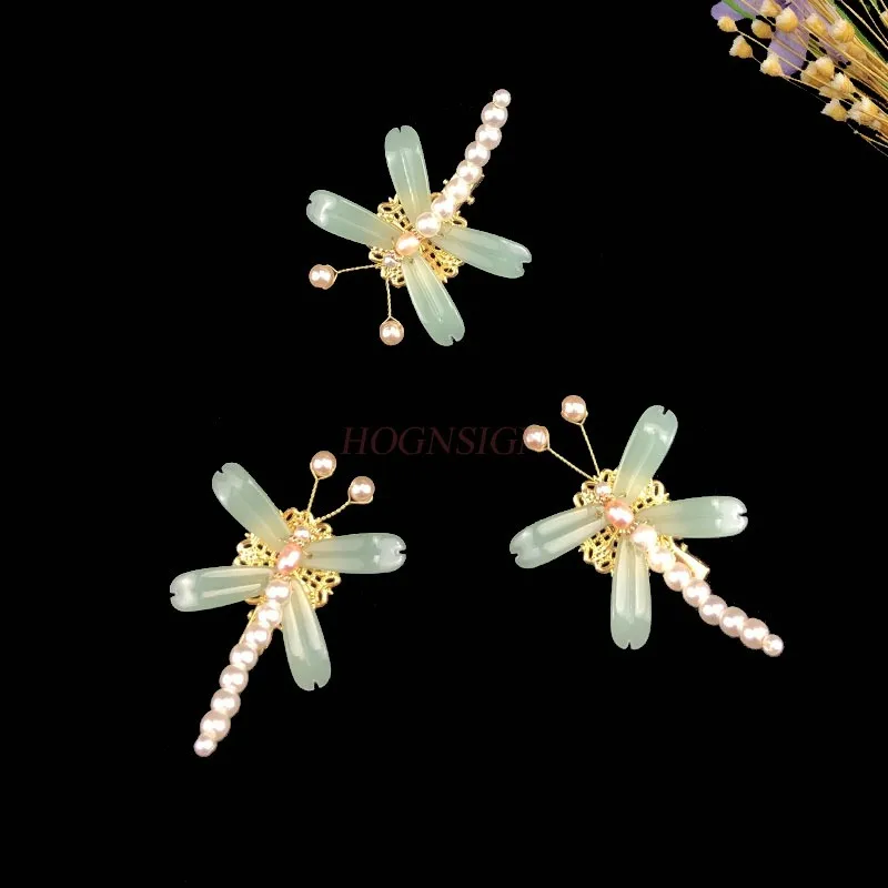 Hanfu hair accessories, hair clip edge embellishments, dragonfly versatile antique headwear