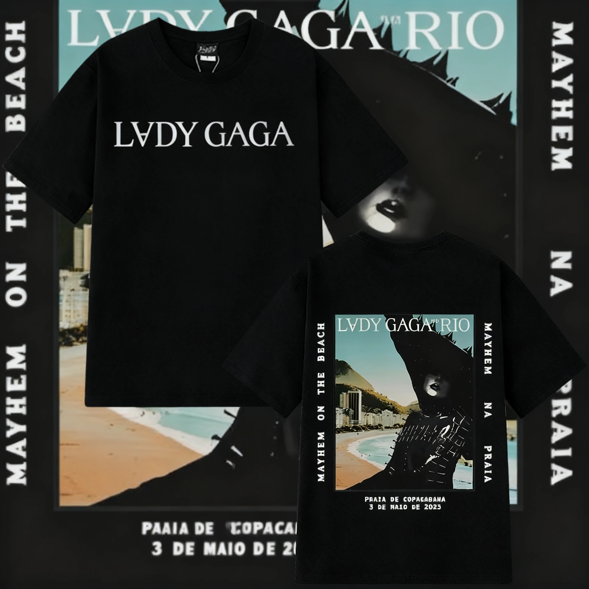 

2025 Summer Lady Gaga Mayhem Tour T Shirt Hip Hop Fashion Graphic O-Neck 100% Pure Cotton Printed Oversized Unisex T-shirts