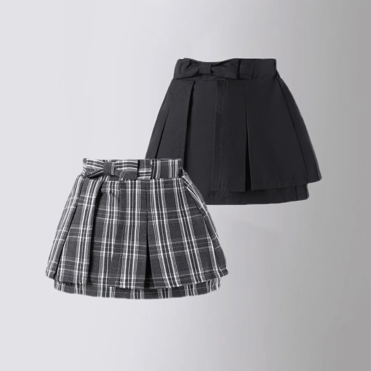 Fashion Gir Skirt Pleated Bow Tie Baby Toddler Girls Clothes JK Skirts Plaid Classic Elegant School Uniform Kid Outfit Plus Size