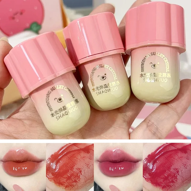 Espelho de água luz batom hidratante cristal brilhante sólido geléia lábio esmalte à prova dwaterproof água último nude matiz lábios cosméticos coreanos