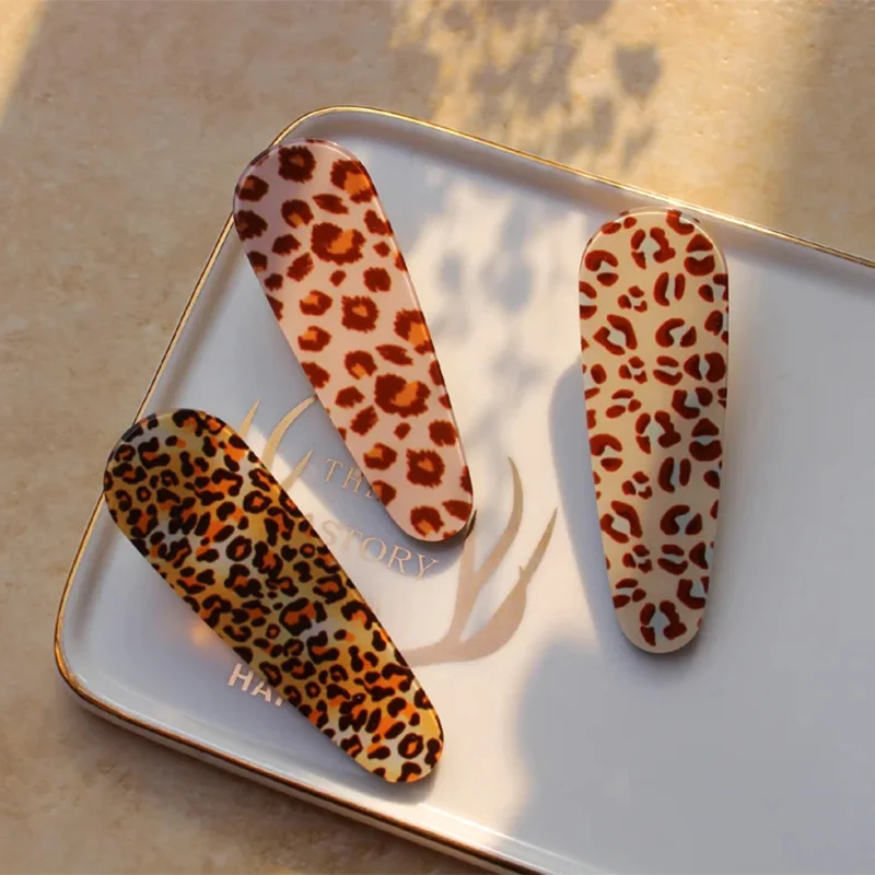 Promotional Hair Clip Leopard Print Barrettes Acrylic Water Drop Hairpin Alligator Hair Clips Side Pins Women Hair Accessories