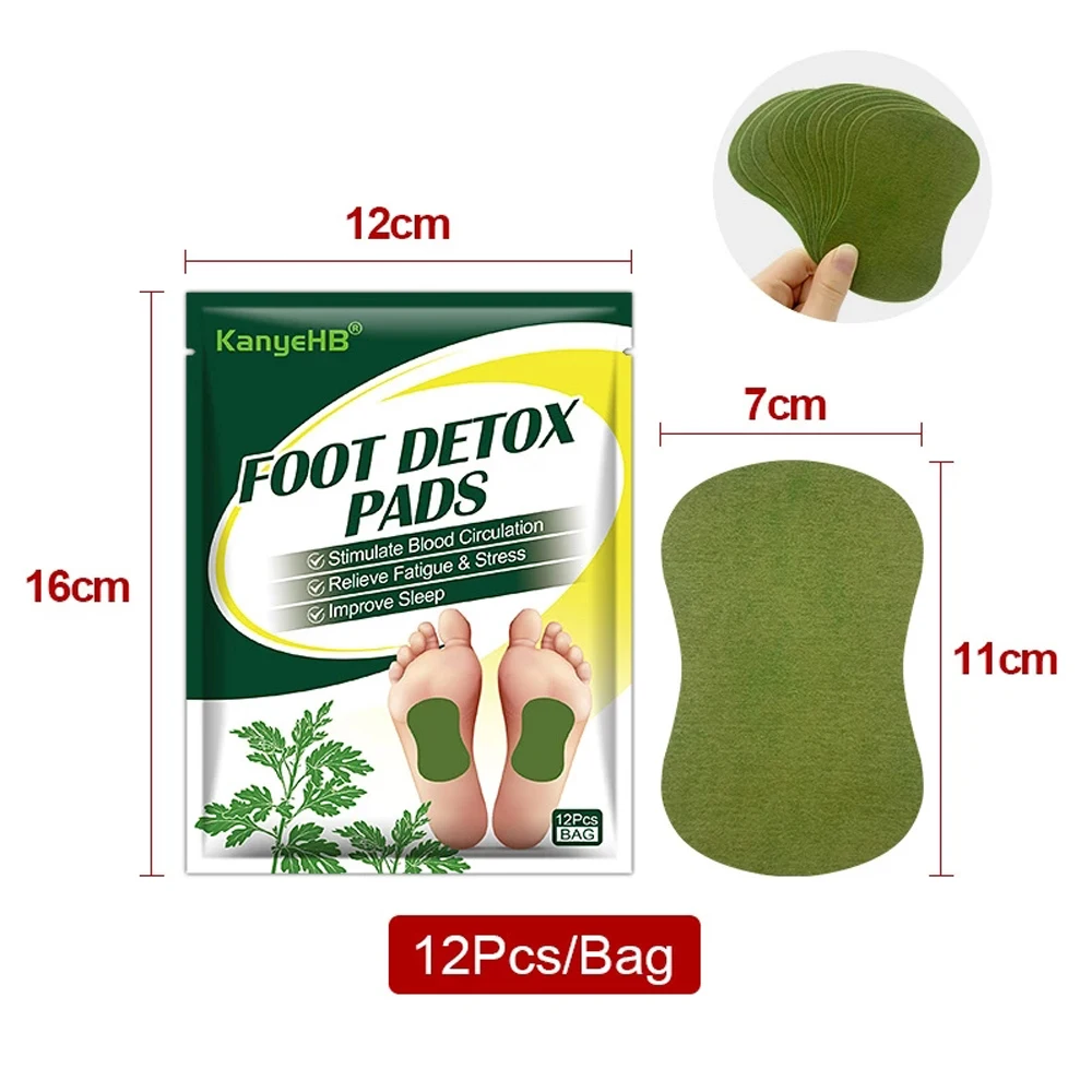 12/24Pcs Natural Herbal Foot Care Patche Pad Wormwood Artemisia Argyi Detox Weight Loss Relieve Stress Relaxation Help Sleeping