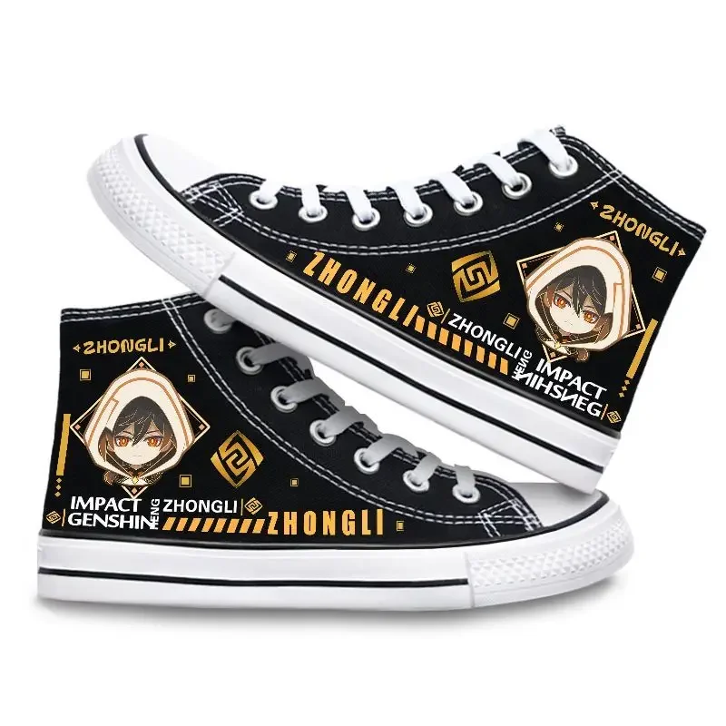 Buty Genshin Impact brezentowe buty z wysokim topem z nadrukiem 3D Cosplay buty XIAO dla chłopców dziewczynki studgets Kawaii buty Anime prezenty dla dzieci