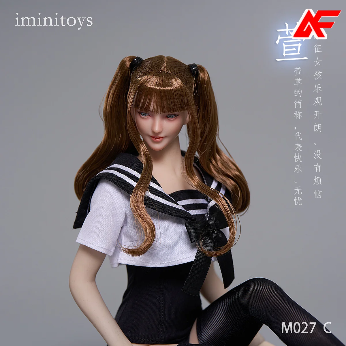 Iminitoys M027 1/6 Schaal Dubbele Paardenstaart Loli Meisje Meisje Beweegbare Vervangbare Ogen Hoofd Model Voor 12 ''Vrouwelijke Action Figure body