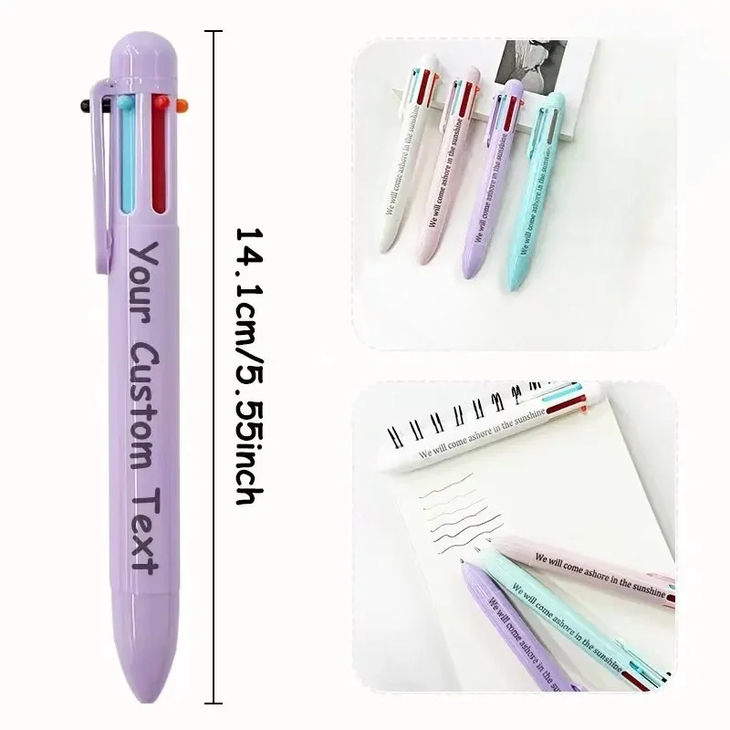 24/50PCS Colorful Customizable 6-in-1 Retractable Ballpoint Pens Set Plastic Body Ideal for Back-to-School Supplies