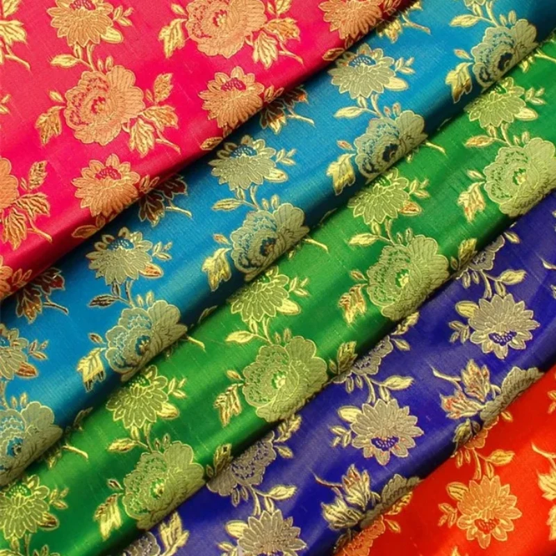 Jacquard Brocade Fabric for Festival, Wedding Dress, Qipao Buddhism Cloth, Rose Metallic Fabric, 6Colors, NCF438