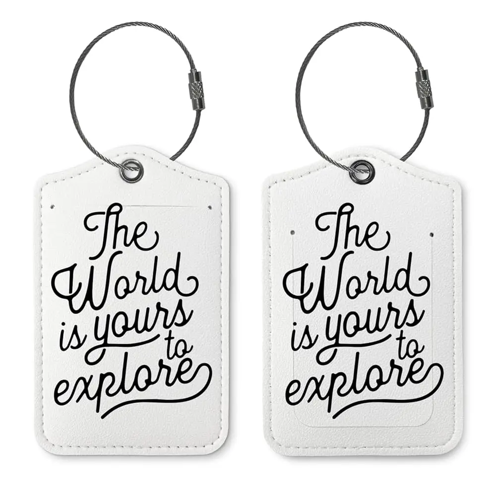 

Inspirational Luggage Tags for Suitcases,2 Pack Travel Suitcase Tags,Traveling Accessories Baggage Tag Label with Steel Loop,