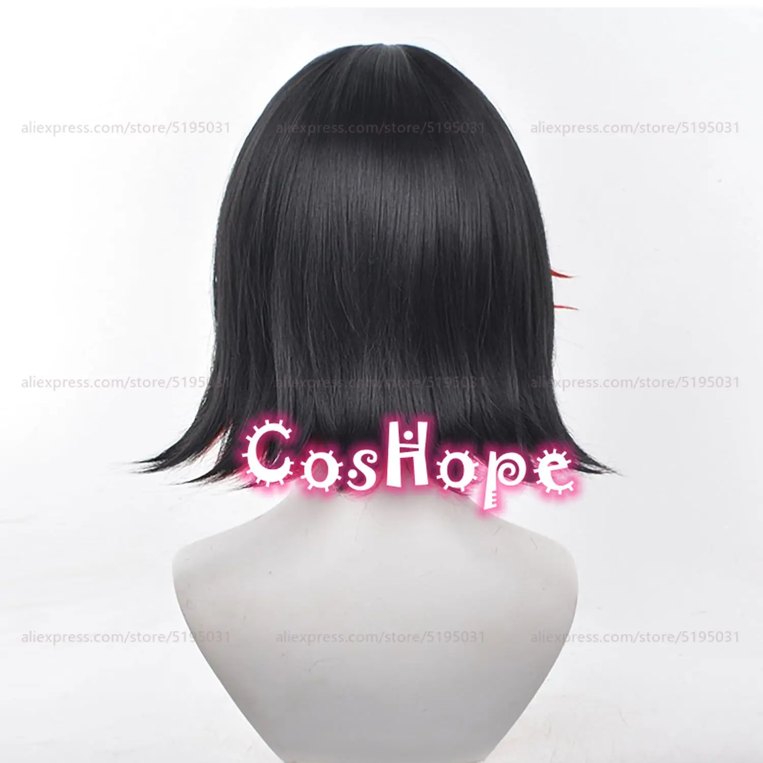 ZZZ Ellen Joe Cosplay 35cm Short Black Red Mixed Wig Cosplay Anime Cosplay Wigs Heat Resistant Synthetic Wigs Halloween