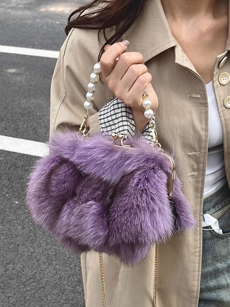 

Легкие роскошные плюшевые сумки через плечо с пряжкой и зажимом, женская элегантная изысканная сумка на плечо с жемчужными цепочками, модная женская вечерняя сумка