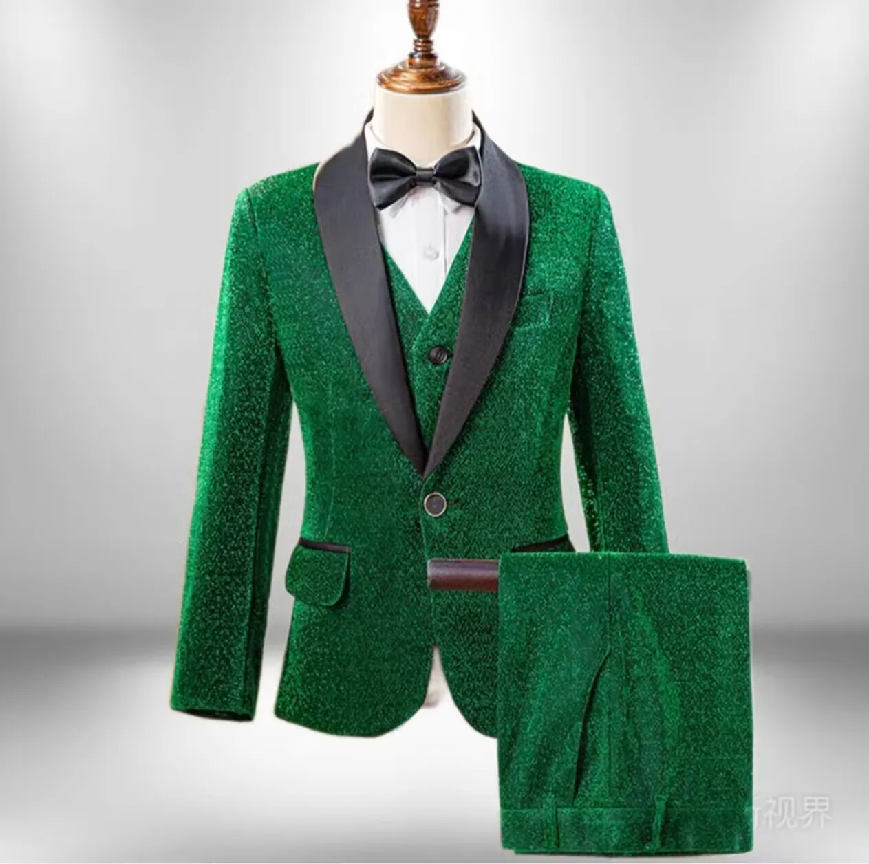 

Suit Boys Wedding Tuxedo Jacket Vest Pants 3 Piece Set Formal Clothes Holiday Party Blazer Kids Custom Outfit