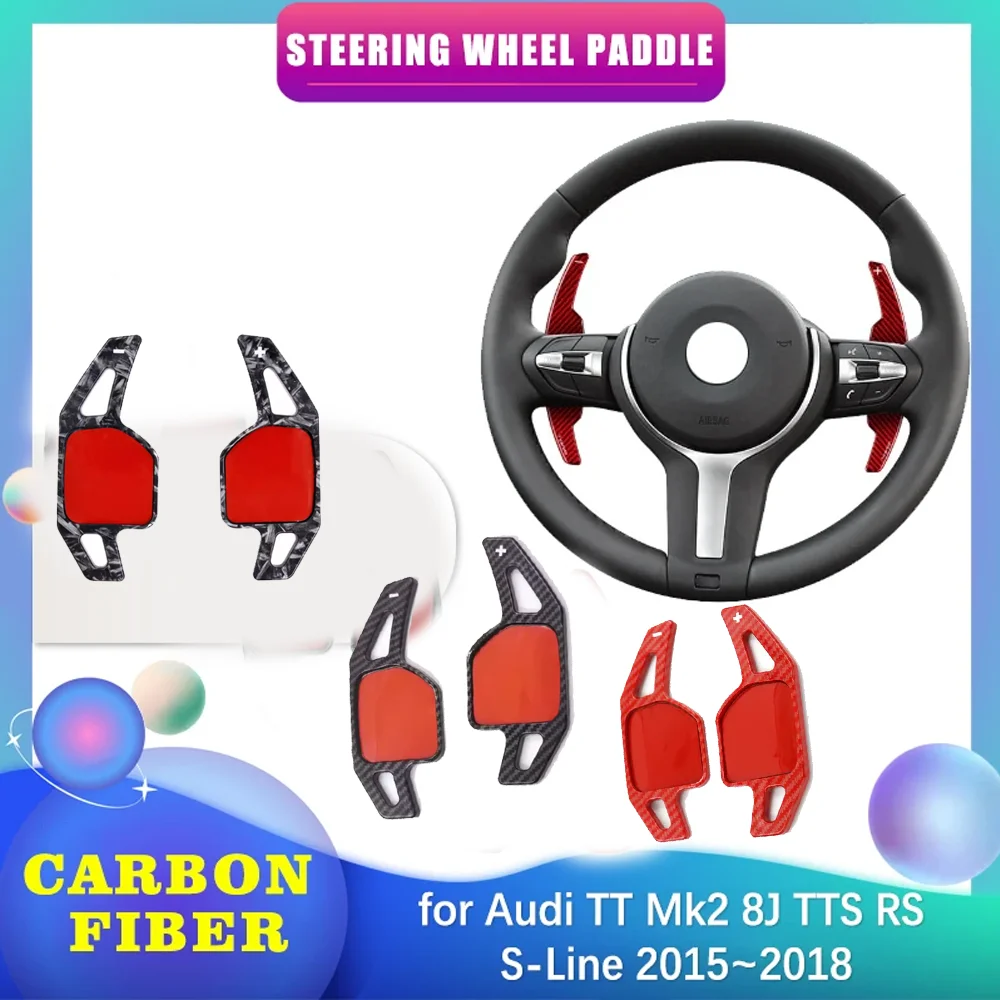 

Car Steering Wheel Paddle for Audi TT Mk2 8J TTS RS S-Line 2015~2018 ABS Carbon Fiber Shifter Gear Shift Extension Accessories