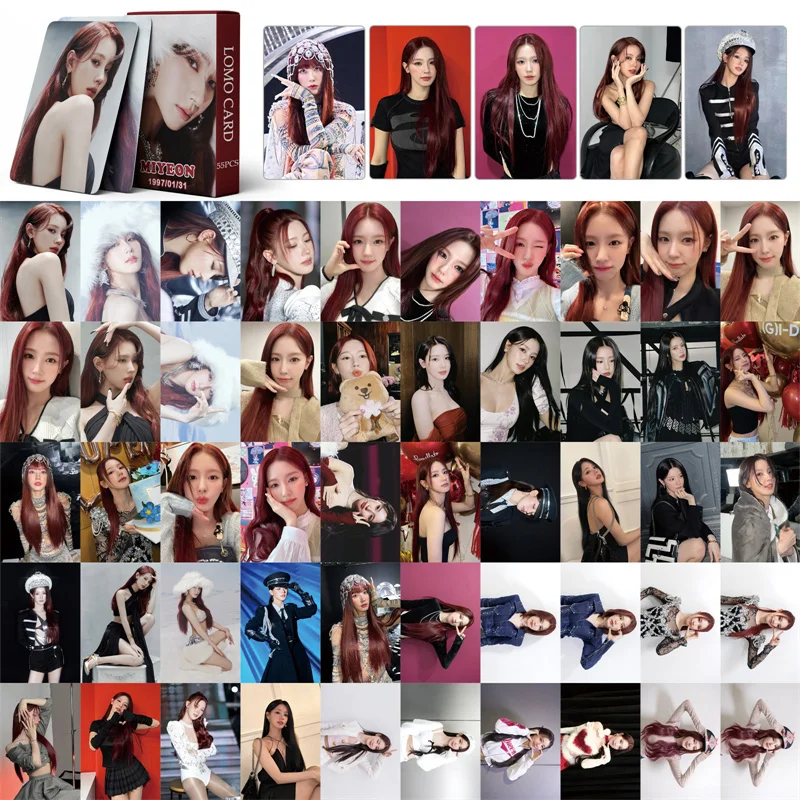 55pcs/set KPOP GIDLE Album MIYEON CHO Mi-Yeon Super Lady Small Card (G)I-DLE 2nd LOMO Card MINNIE YUQI Gift Postcard Photo Card