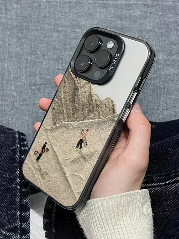 حافظة هاتف لهاتف آيفون 16 15 برو 14 13 برو ماكس 12 11 بلس كاميرا مقاومة للصدمات حماية كاملة غطاء غير لامع للتزلج على الذكور والإناث