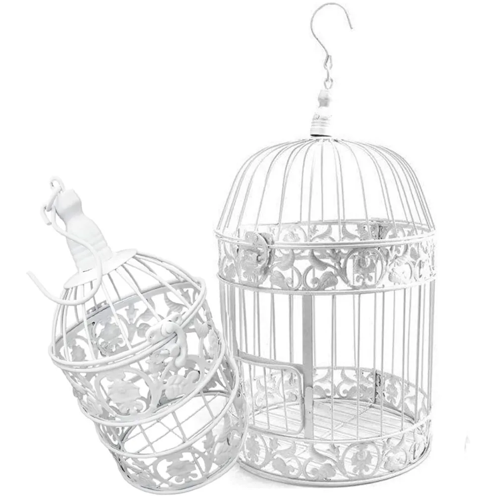 PET SHOW Pack of 2 Round Birdcages Decor Metal Wall Hanging Bird Cage for Small Birds Wedding Party Indoor Outdoor Decoration