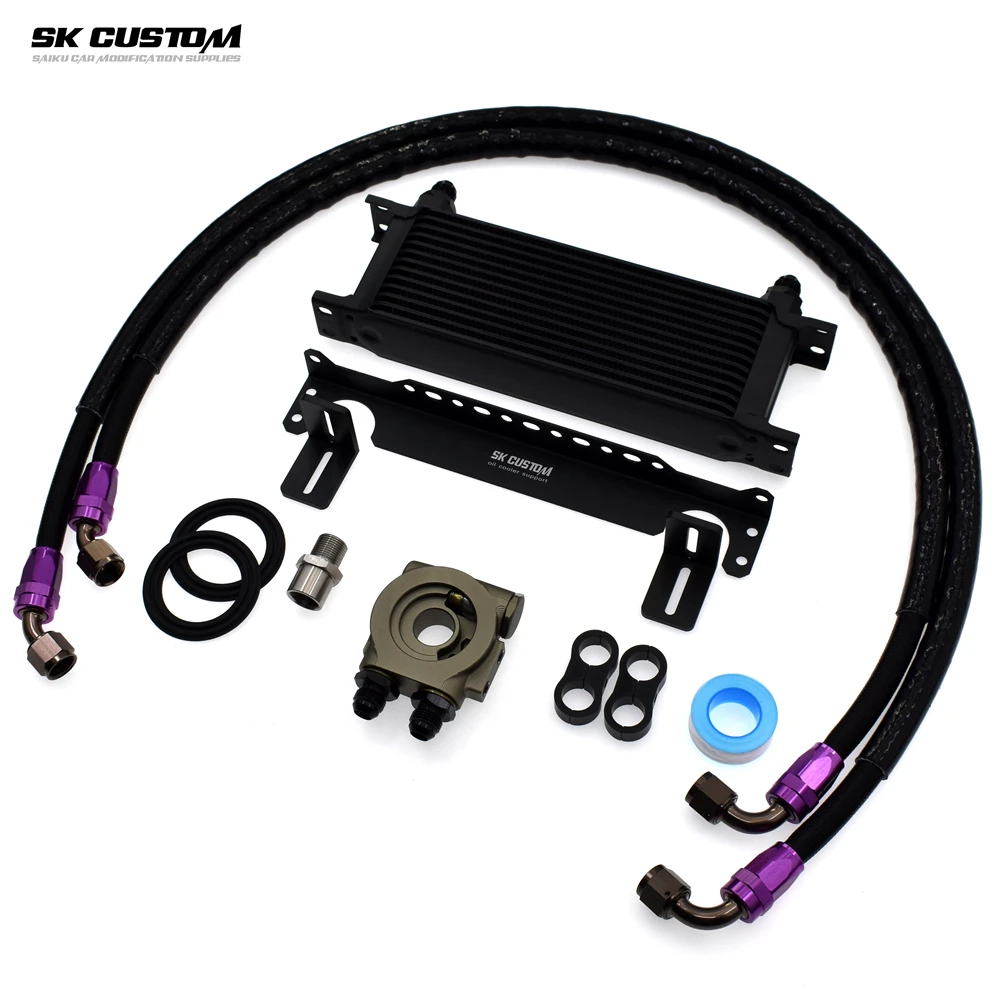 SK CUSTOM Oil Cooler Kit For Hyundai Elantra Genesis Coupe ix35 i30 Engine Radiator Thermostatic Adapter Auto Parts Modification