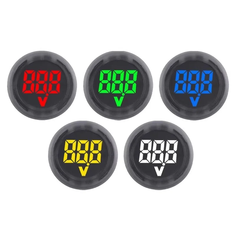 DC 4‑100V Digital Voltmeter LED Display Round Two‑Wire Voltage Meter with Reverse Polarity Protection Waterproof