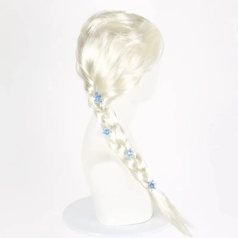 فروزن الأميرة إلسا شعر مستعار تأثيري الأبيض الاصطناعية ضفيرة طويلة شعر مستعار مضفر أنيمي Coser شعر مستعار عالي الجودة حفلة الهالوين اليومية #6