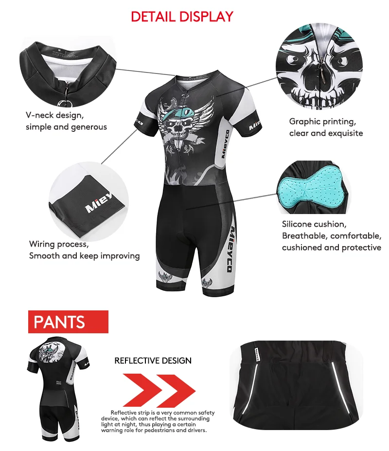 Mieyco Herren-Triathlon-Skinsuit, schnelltrocknender Einteiler, Tri-Anzug für Radfahren, Laufen, Schwimmen, Rennen, Team-Bike-Sportbekleidung – Detail 8