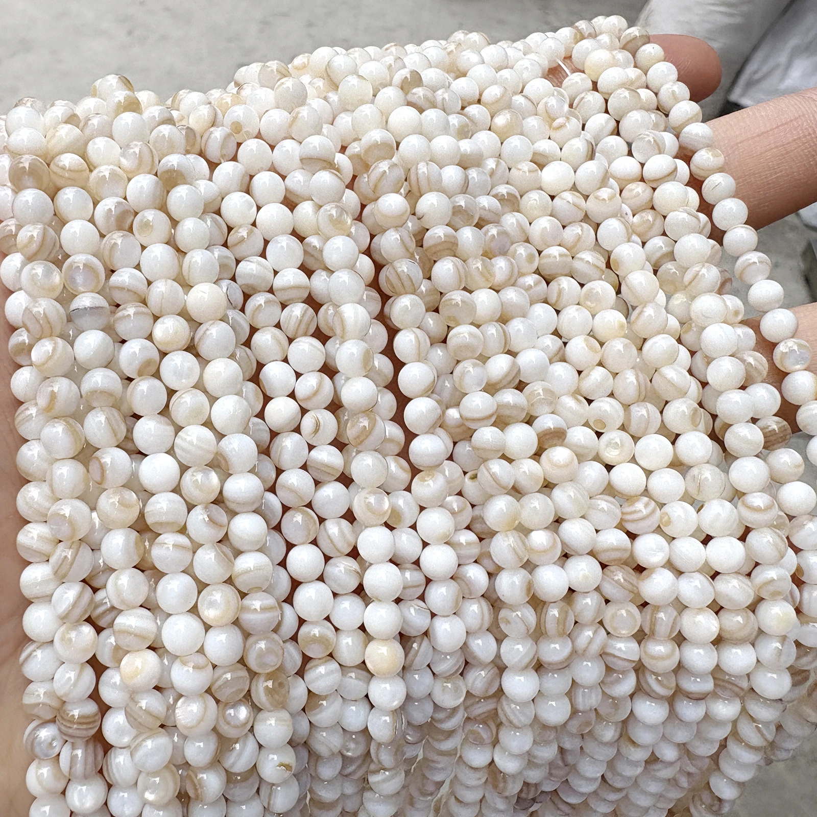Natural Shell Brown Lace Mother of Pearl Round Loose Beads 15" Strand2 3 4 6MM Pick Size for Jewelry Making Bracelet Necklace image 3