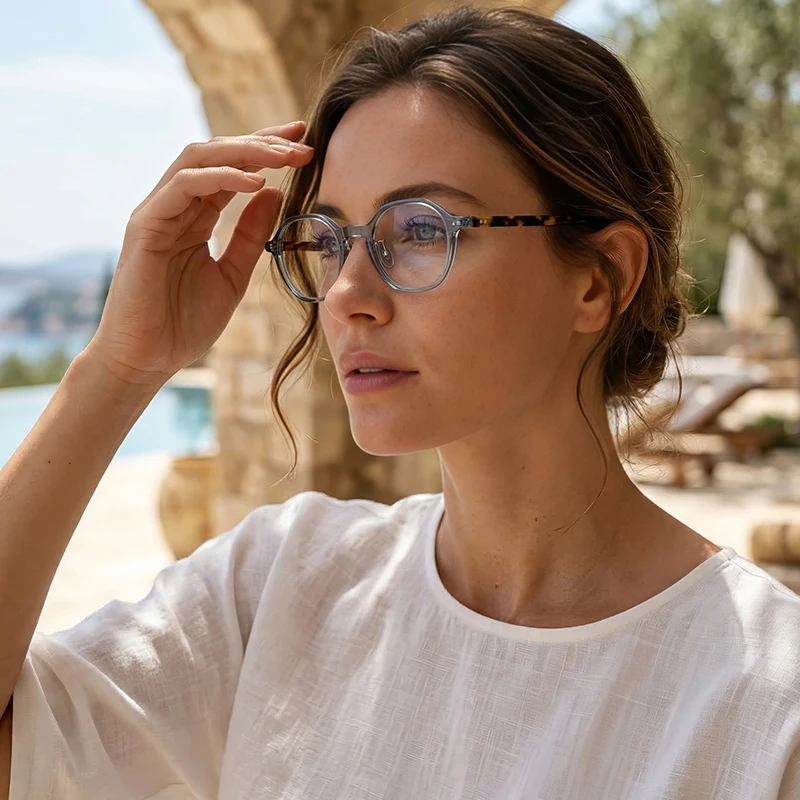 

Thin Frame Acetate Transparent Glasses Retro Women Optical Prescription Custom Eyeglass Men Myopia Reading Vintage Round Eyewear