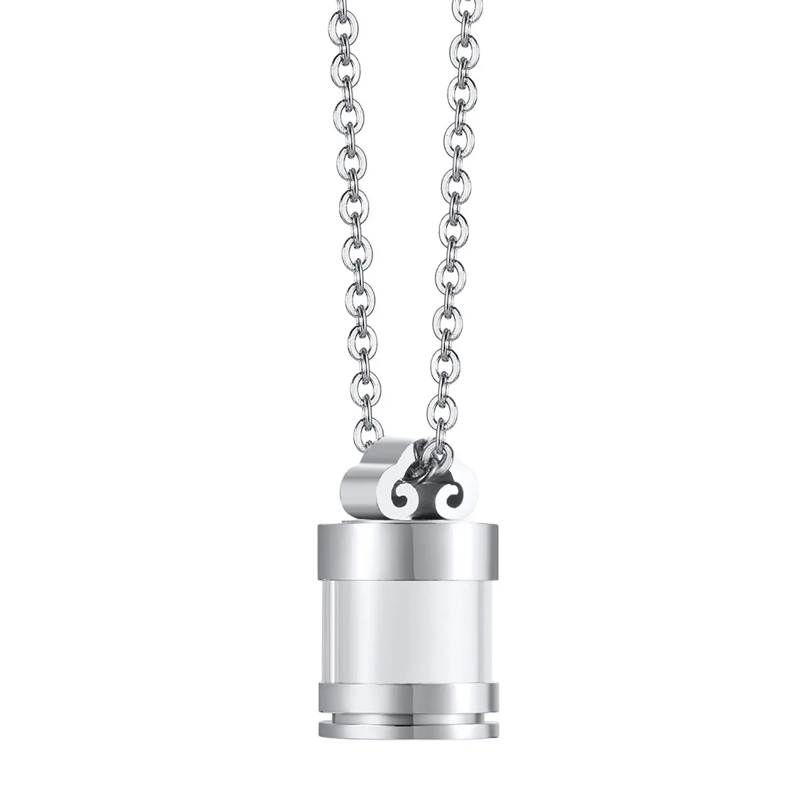 Cremation Pendant Ash Chain Transparent Body Detachable Hanging Smooth Container for Funeral Boy Men