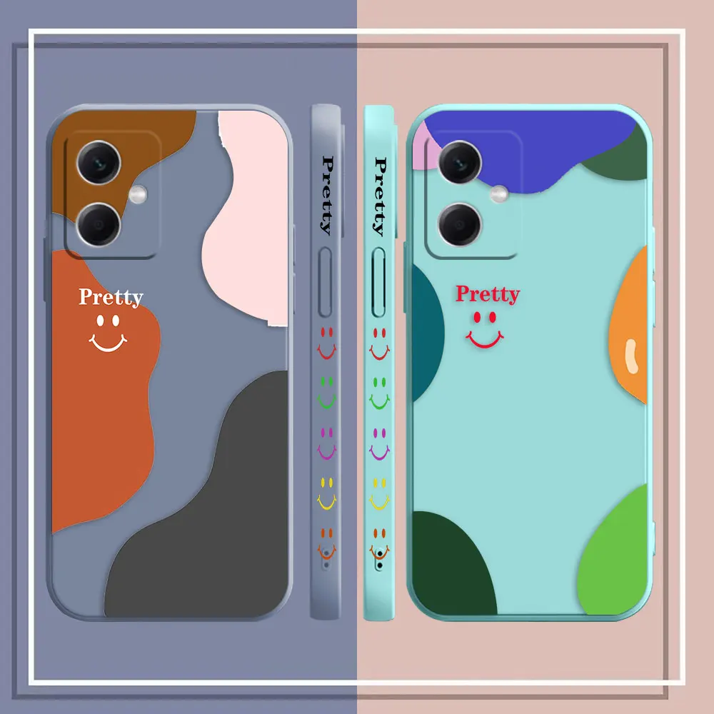 Pretty Smiling Face Case For Redmi Note 12 11 11T 11R 11E 11S 10 9 9S 8 7 7S PRO PLUS 4G 5G Colour Liquid Case Funda Shell Coque