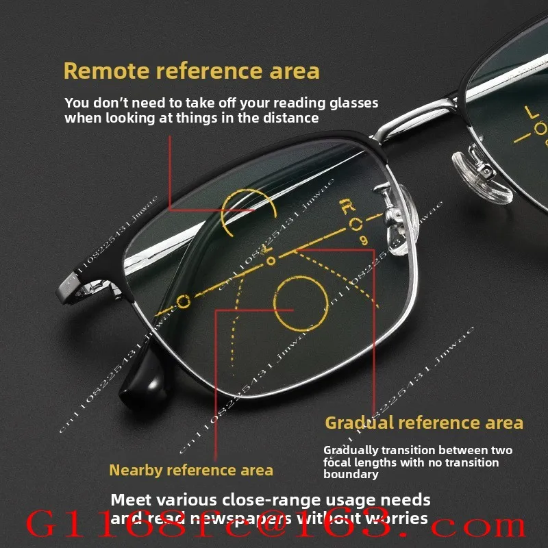 You Can Look Far and Near, and Gradually Multifocal Anti-blue Light Business Men's Two-color Fashion Reading Glasses in The Body