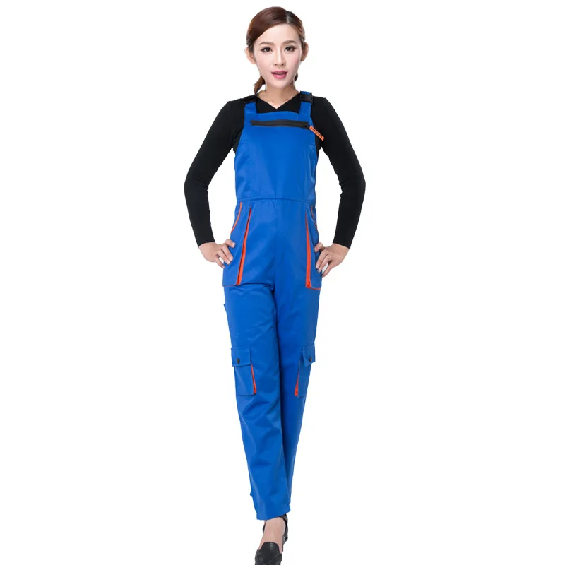 JK-005Bib Overall Casual Worker Clothing Plus Size Sleeveless Bib Pants Protective Coverall Strap Jumpsuits Fly Pockets Uniforms